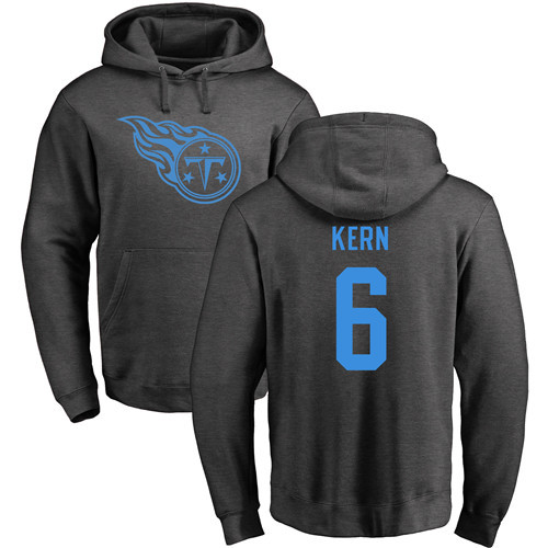Tennessee Titans Men Ash Brett Kern One Color NFL Football #6 Pullover Hoodie Sweatshirts